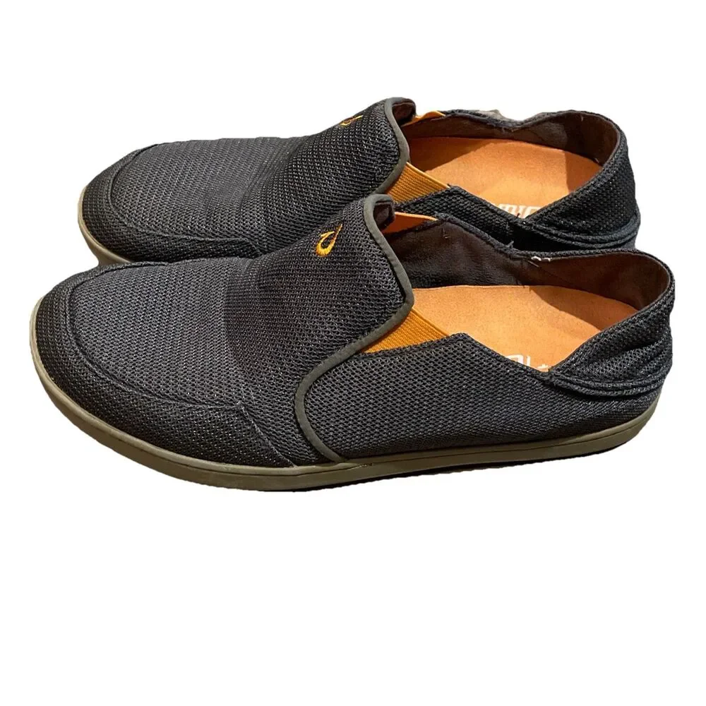 OluKai Nohea Mesh Slip-On Shoes Fog Gray Mens Size 8 EU 41 Fold-Down Heel